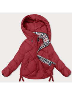 Červená dámská zimní bunda s ozdobným lemováním (3021)