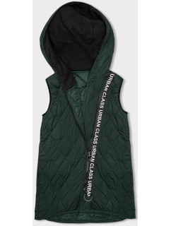 Prošívaná dámská vesta v army barvě s ozdobnou páskou (16M9118-136)