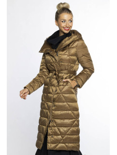 Zlatohnědý prošívaný kabát s kapucí (AG1-J9069)