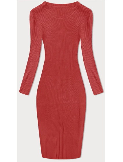 Červené tužkové šaty s dlouhými rukávy (MM98012)