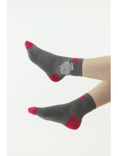 Dámské ponožky 113 šedé s kočkou