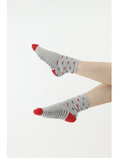 Thermo ponožky 83 šedé s červenou špicí
