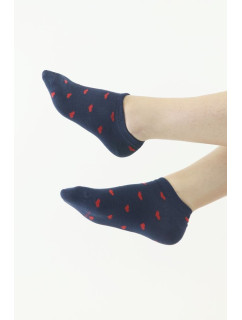 Kotníkové ponožky 36 tmavě modré se srdíčky