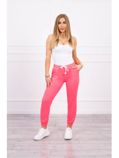 Bavlněné kalhoty růžové neonové