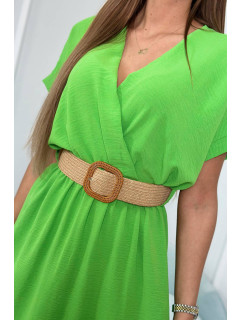 Dlouhé šaty s ozdobným páskem světle zelené