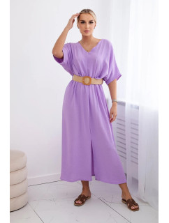 Rozšířené šaty s páskem světle fialová
