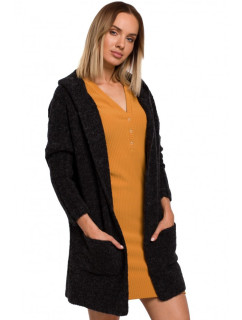 M556 Pletený svetr s kapucí - antracitový