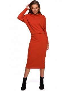 S245 Pletené šaty s límečkem - červené