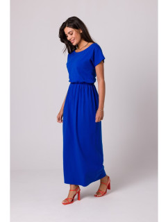 B264 Maxi šaty s elastickým pasem - královská modř
