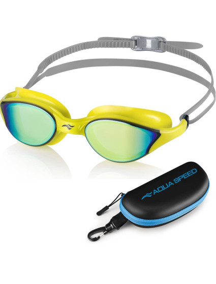 Plavecké brýle AQUA SPEED Vortex Mirror&Case Yellow Pattern 38