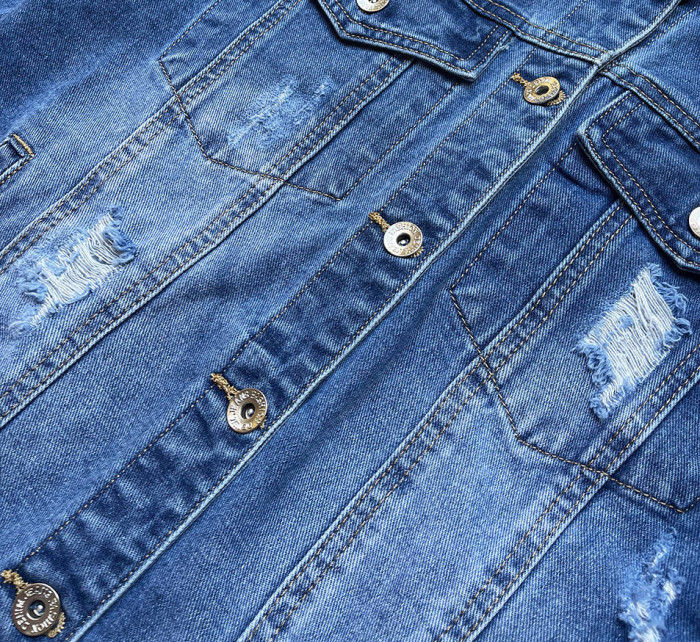 Světle modrá džínová bunda s protrženími (D3362)