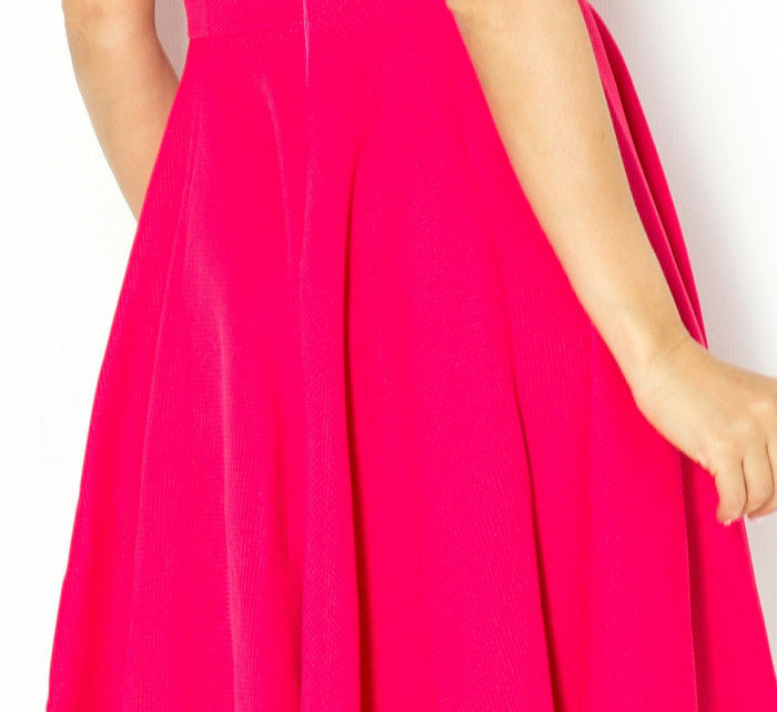 Společenské šaty luxusní s kolovou sukní středně dlouhé malinové - Malinová / S - Numoco