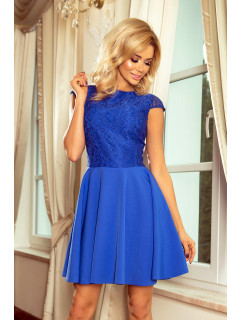 Dámské společenské šaty NUMOCO krajkové modré - Modrá / XL - Numoco