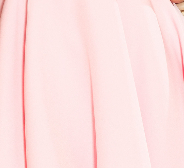 Společenské šaty luxusní s kolovou sukní krátké růžové - Růžová / XL - Morimia