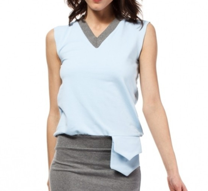 Letní šaty mini značkové BeWear bez rukávu krátké světle modré - Modrá - BeWear