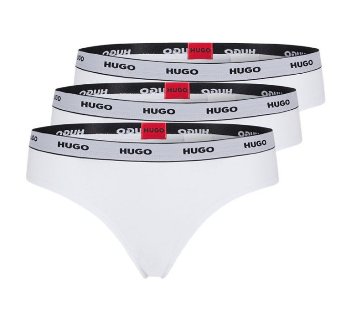 Dámská tanga Triplet Thong Stripe 3 pack 50469681 bílá - Hugo Boss