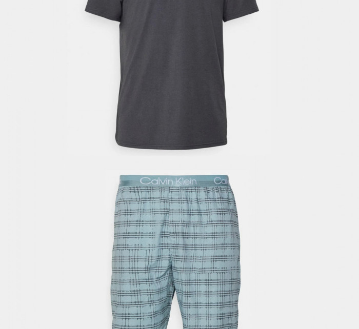 Pánský pyžamový set NM2183E 6MX šedá/modrá - Calvin Klein