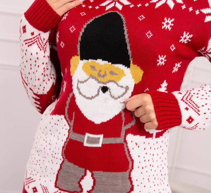 Dámský vánoční svetr Santa Claus červený - Gemini