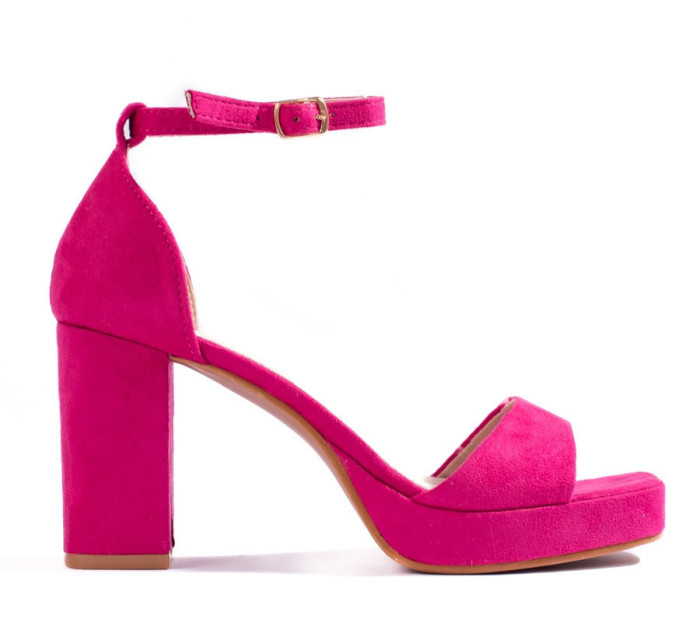 Praktické růžové  sandály dámské na širokém podpatku