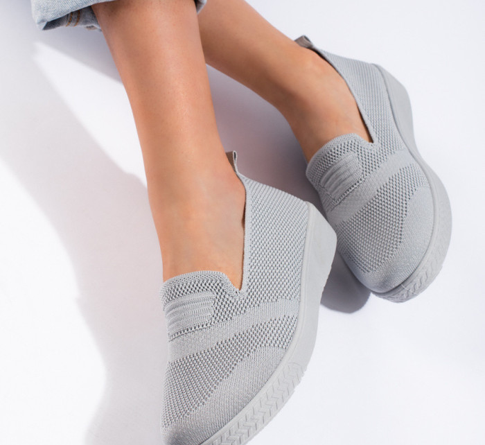 Trendy šedo-stříbrné  tenisky dámské bez podpatku