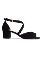 Pohodlné dámské černé  sandály na širokém podpatku