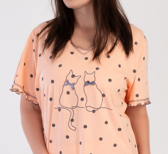 Dámská noční košile s krátkým rukávem Kočky