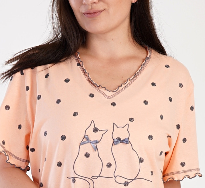 Dámská noční košile s krátkým rukávem Kočky