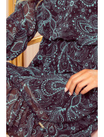 Dámské šifonové šaty s tyrkysovým vzorem 295-3 BAKARI