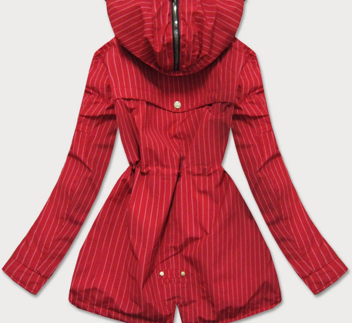 Červeno-černá oboustranná pruhovaná bunda s kapucí (W659)