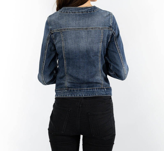 Tmavě modrá krátká dámská džínová bunda (C062)