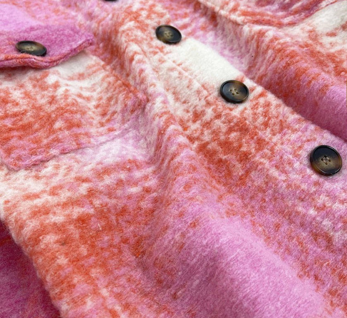 Růžová melanžová dámská košilová bunda (3925B)