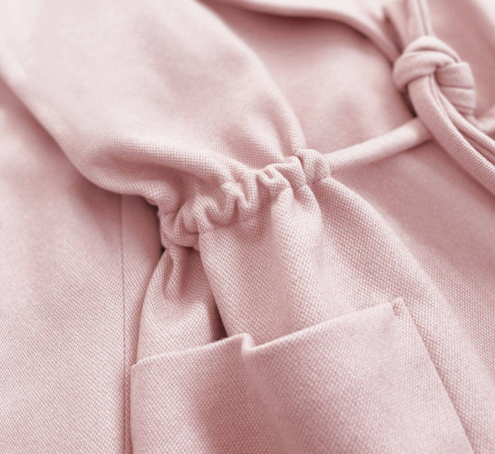Krátký růžový volný dámský kabát (2727)