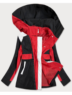 Červeno-černá dámská bunda větrovka s kapucí (YR1967)