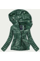 Prošívaná dámská bunda v lahvově zelené barvě (6384)