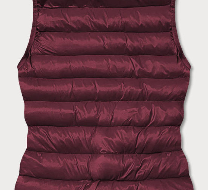 Krátká dámská prošívaná vesta v bordó barvě (23077-1)