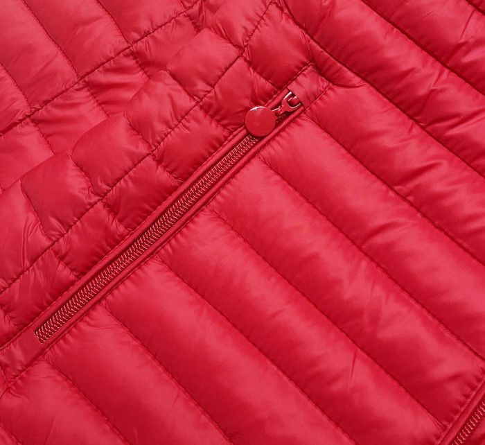 Červená prošívaná bunda s kapucí (7218BIG)