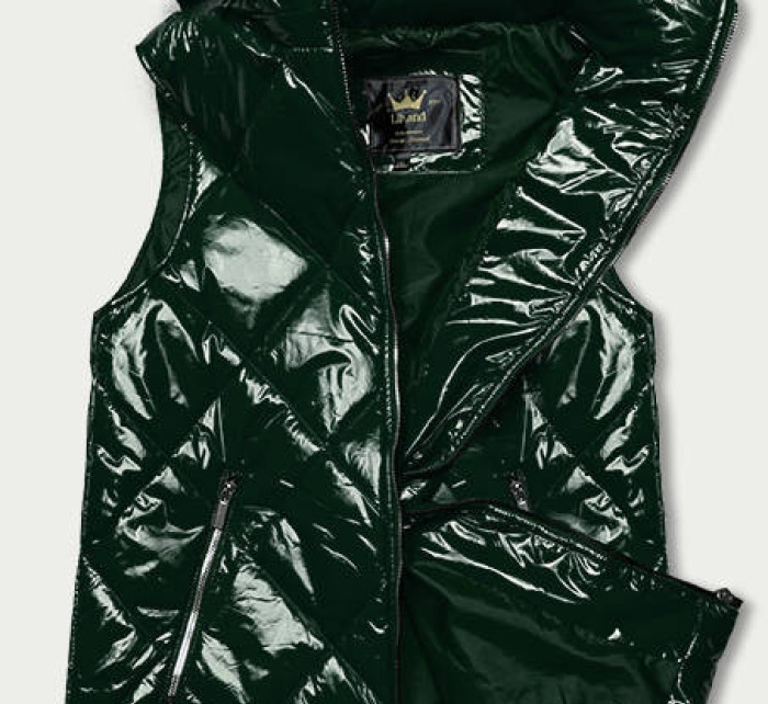 Tmavě zelená lesklá vesta s kapucí (7005BIG)