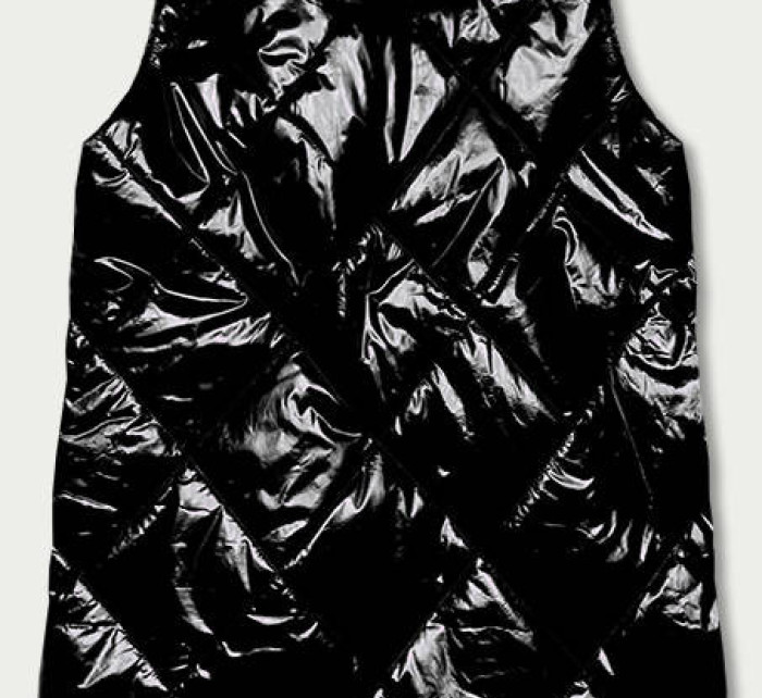 Lesklá černá vesta s kapucí (7005BIG)
