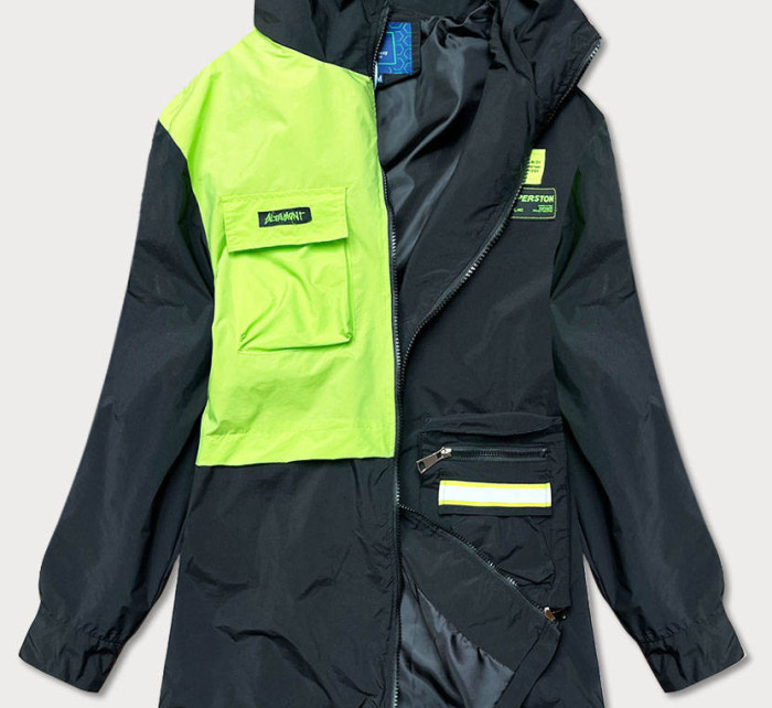 Černo/zelená dámská bunda větrovka (AG3-010)
