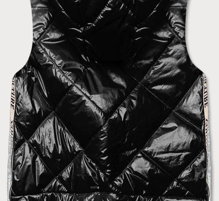 Lesklá černá dámská vesta (AG3-02)