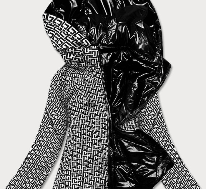 Černo/bílá oboustranná dámská bunda (W588BIG)