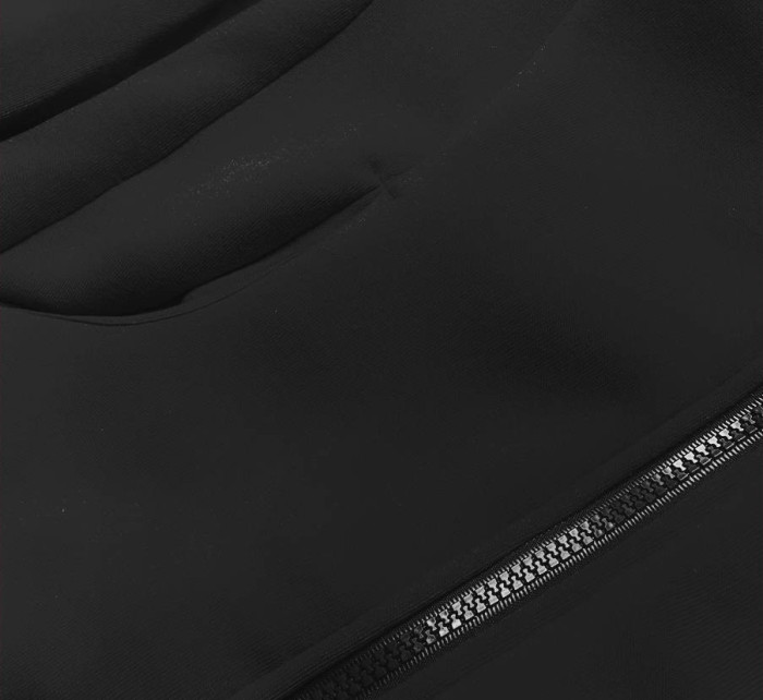 Černý dámský teplákový komplet s rozepínací mikinou (AMG878)