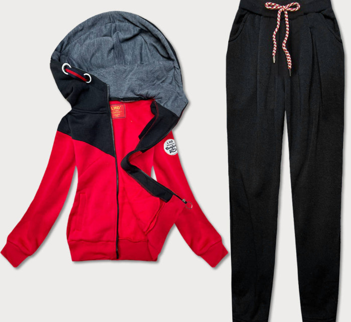 Červeno-černý dámský dres - mikina a kalhoty (AMG690)