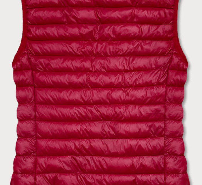 Krátká prošívaná dámská vesta v bordó barvě (5M702-6)