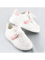 Bílo-růžové dámské sportovní boty se zakrytým šněrováním (RA2049)