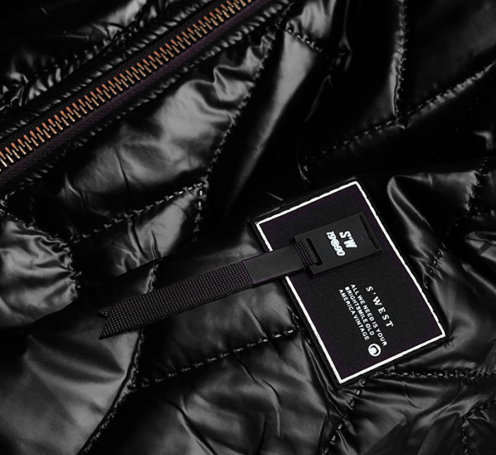 Černá dámská bunda s ozdobným prošíváním (B8092-1)