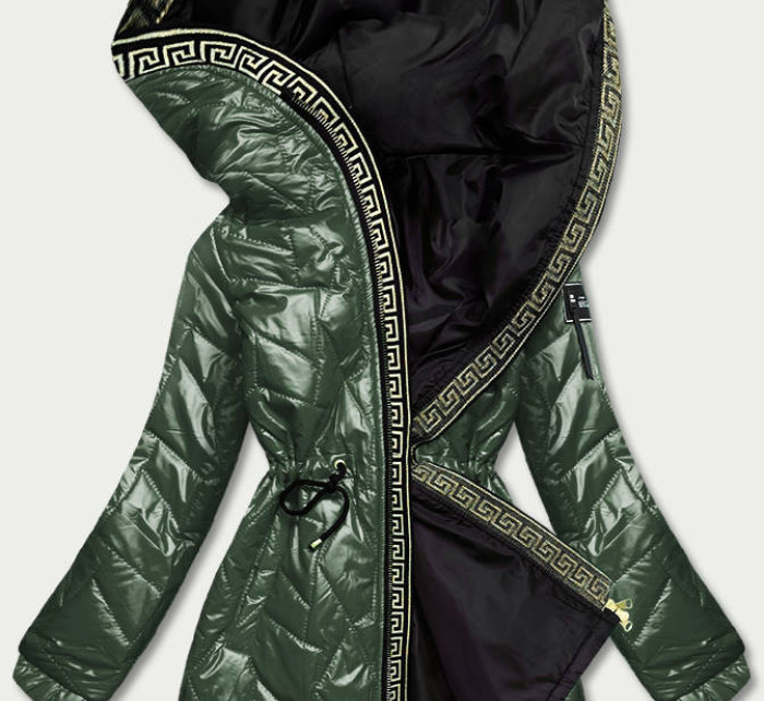 Zelená dámská bunda s ozdobným prošíváním (B8092-10)