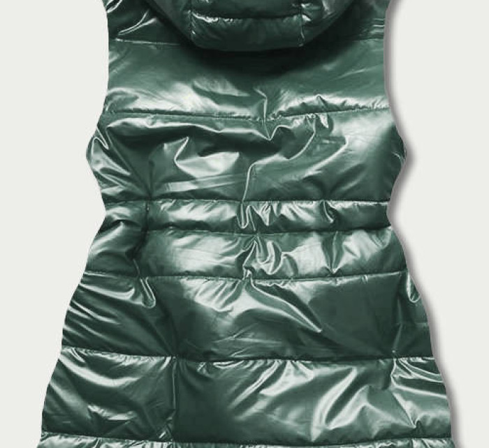 Zelená lesklá vesta s kapucí (B8130-10)