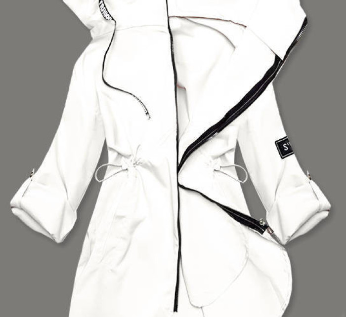 Tenký dámský přehoz přes oblečení ve smetanové barvě s kapucí (B8118-26)