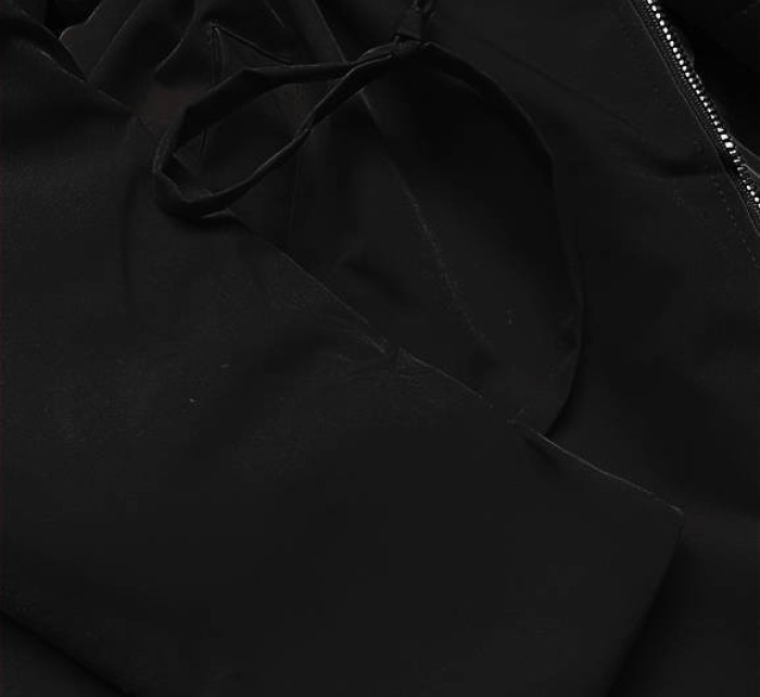 Černá dámská bunda parka s kapucí (B8042-1026)